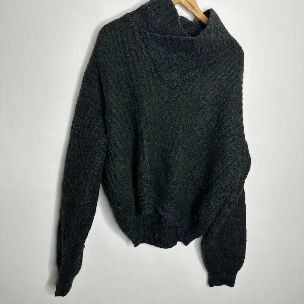VTG 60s BROOKS BROTHERS wool mock neck thick knit sweater green Ireland XL